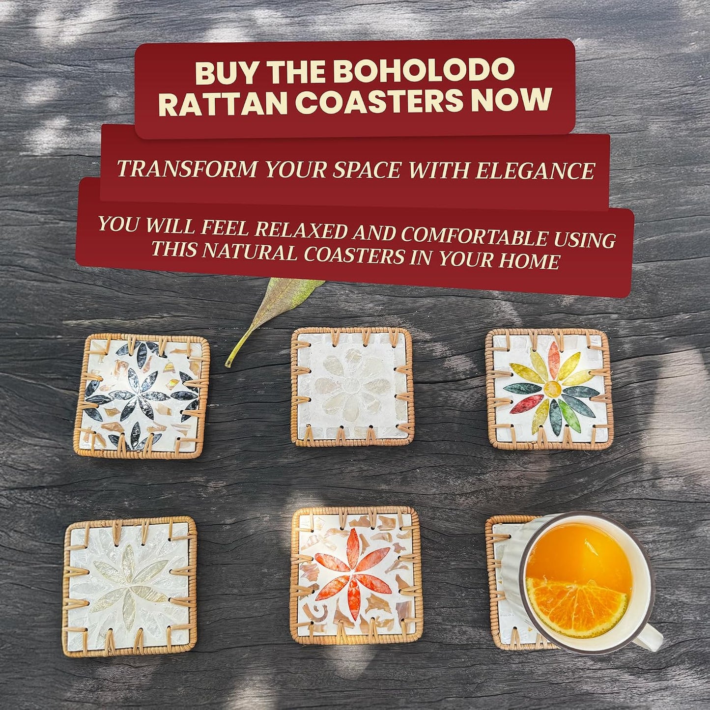 Handmade Rattan Coaster / S2-6 / Set of 6
