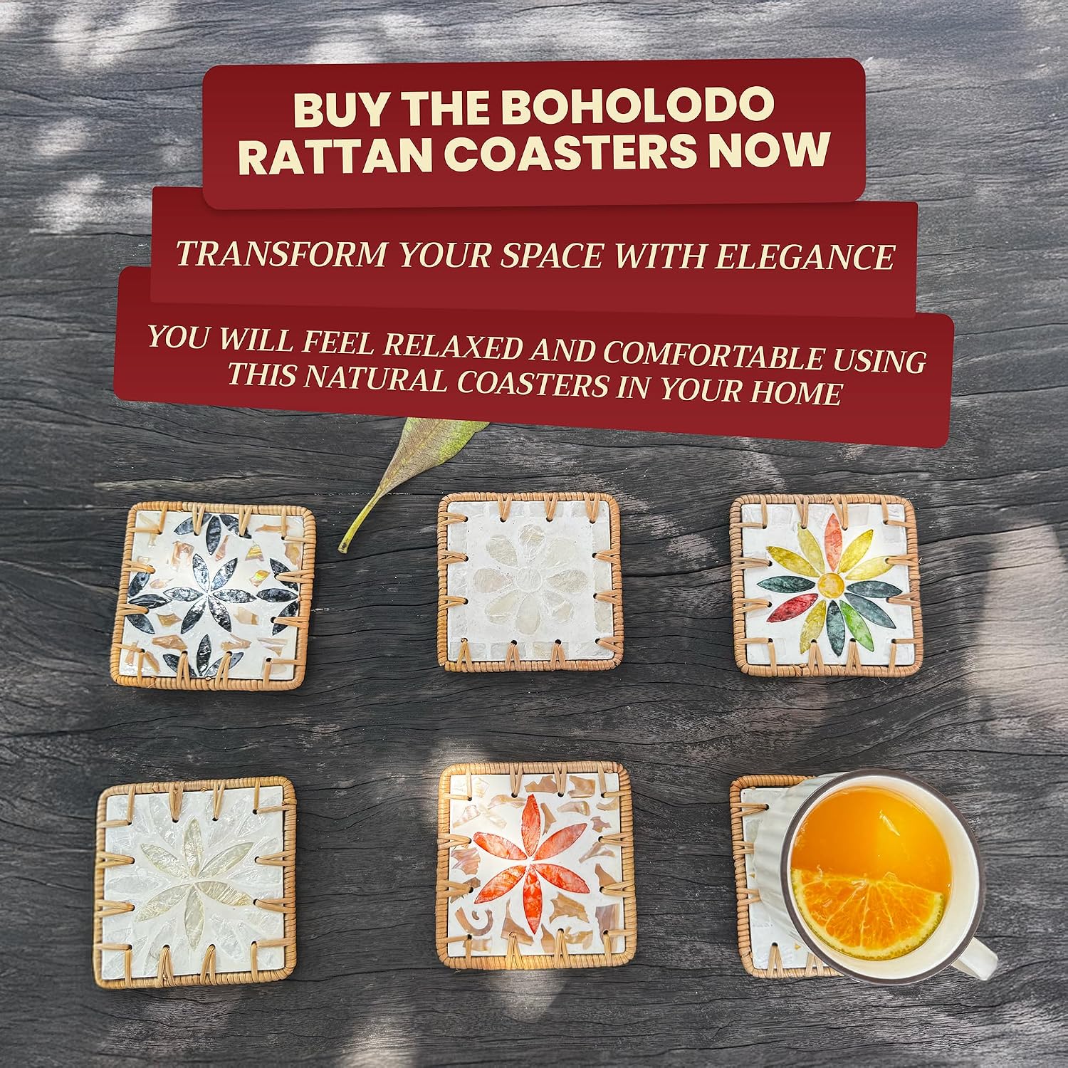Handmade Rattan Coaster / S2-6 / Set of 6