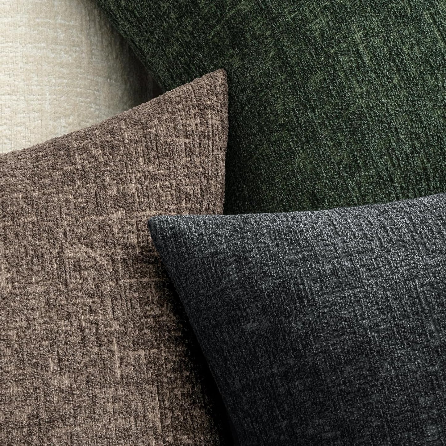 Decorative Throw Pillow Covers Couch Pillow Covers Soft Textured / 18 x 18 / Dark Grey / Set of 2
