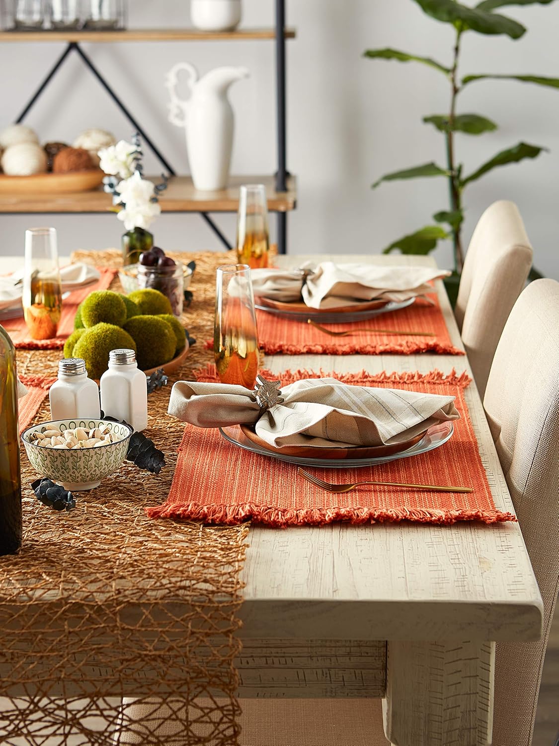 DII Variegated Tabletop Collection, Placemat Set 13x19, Spice, 6 Piece