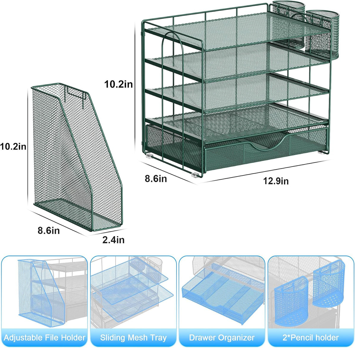 gianotter 5-Tier Desk Organizer with Drawers and File Holders | Letter Trays and Pen Holders - Workspace Accessories