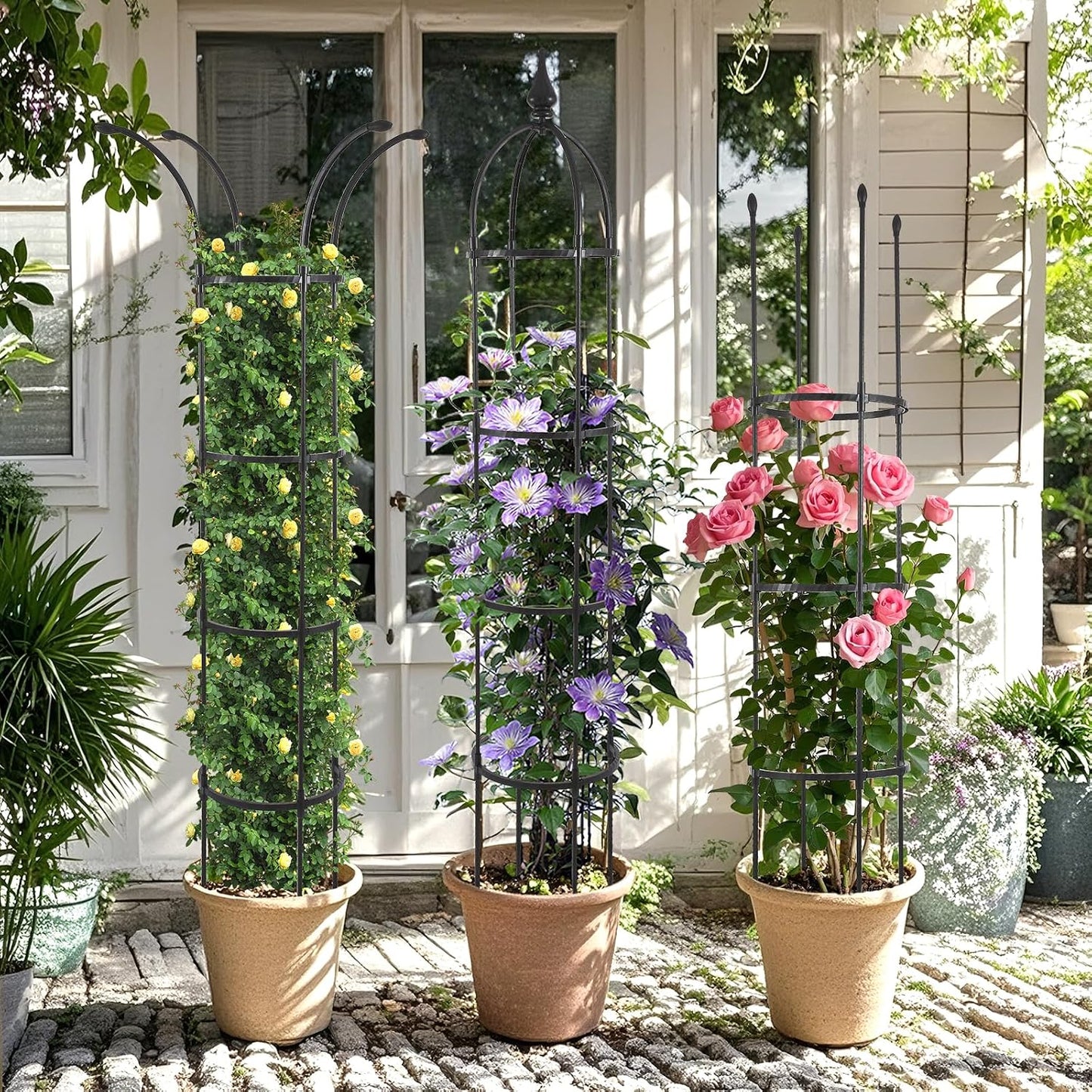 WellSign 2Pack 6.6ft Obelisk Trellis for Climbing Plants Outdoor Indoor | Garden Tower Trellis for Potted Plants with