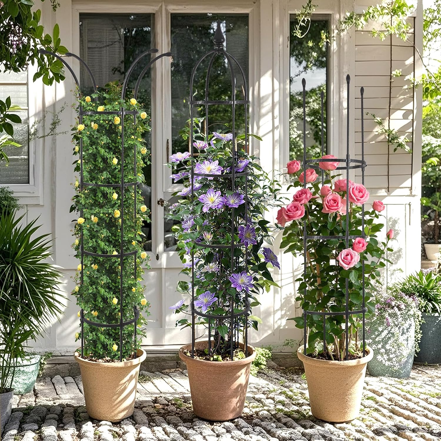 WellSign 2Pack 6.6ft Obelisk Trellis for Climbing Plants Outdoor Indoor | Garden Tower Trellis for Potted Plants with