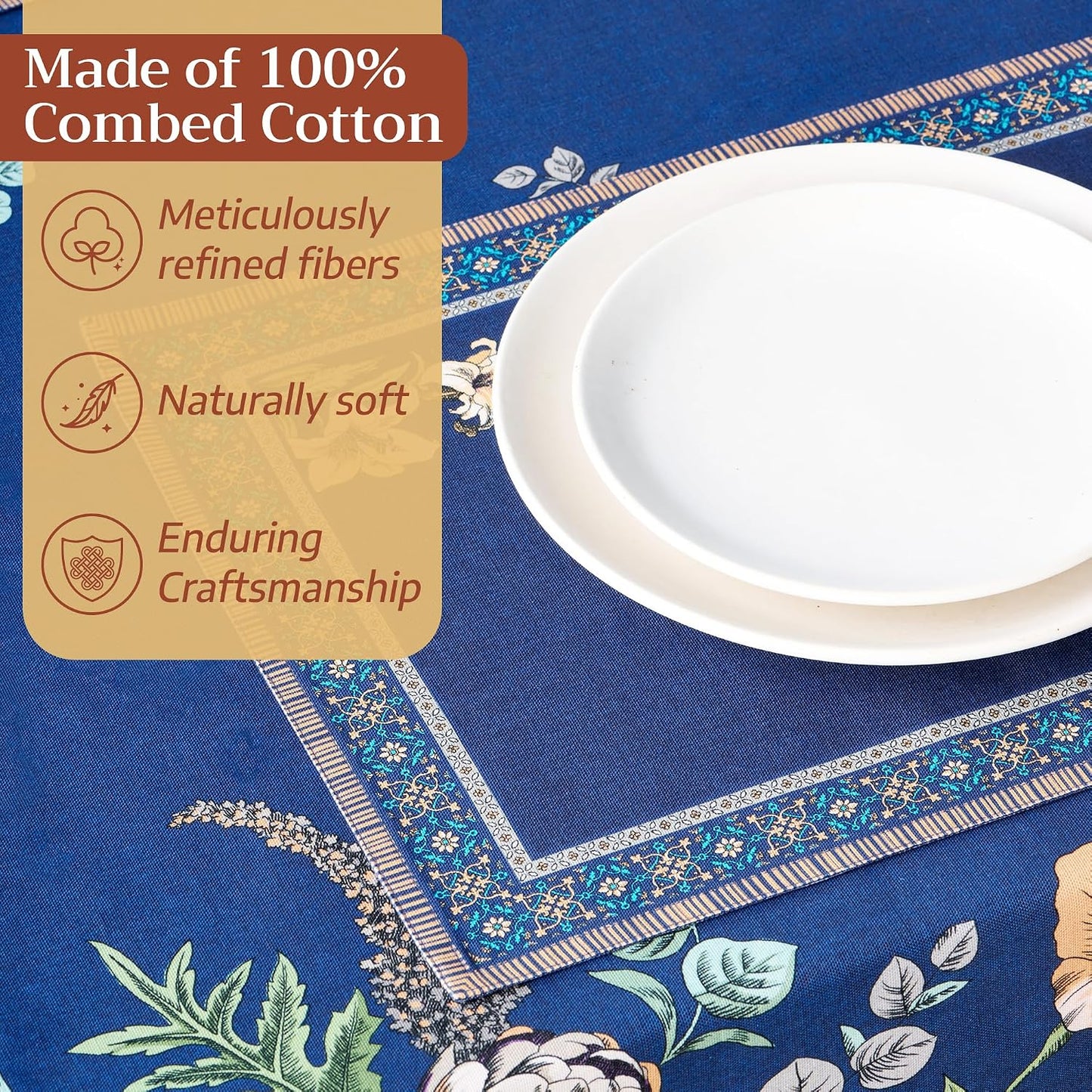 Maison d' Hermine Placemats Set of 4 Reusable 100% Combed Cotton (13"x19") | Cloth Place Mats Washable Table Mats for
