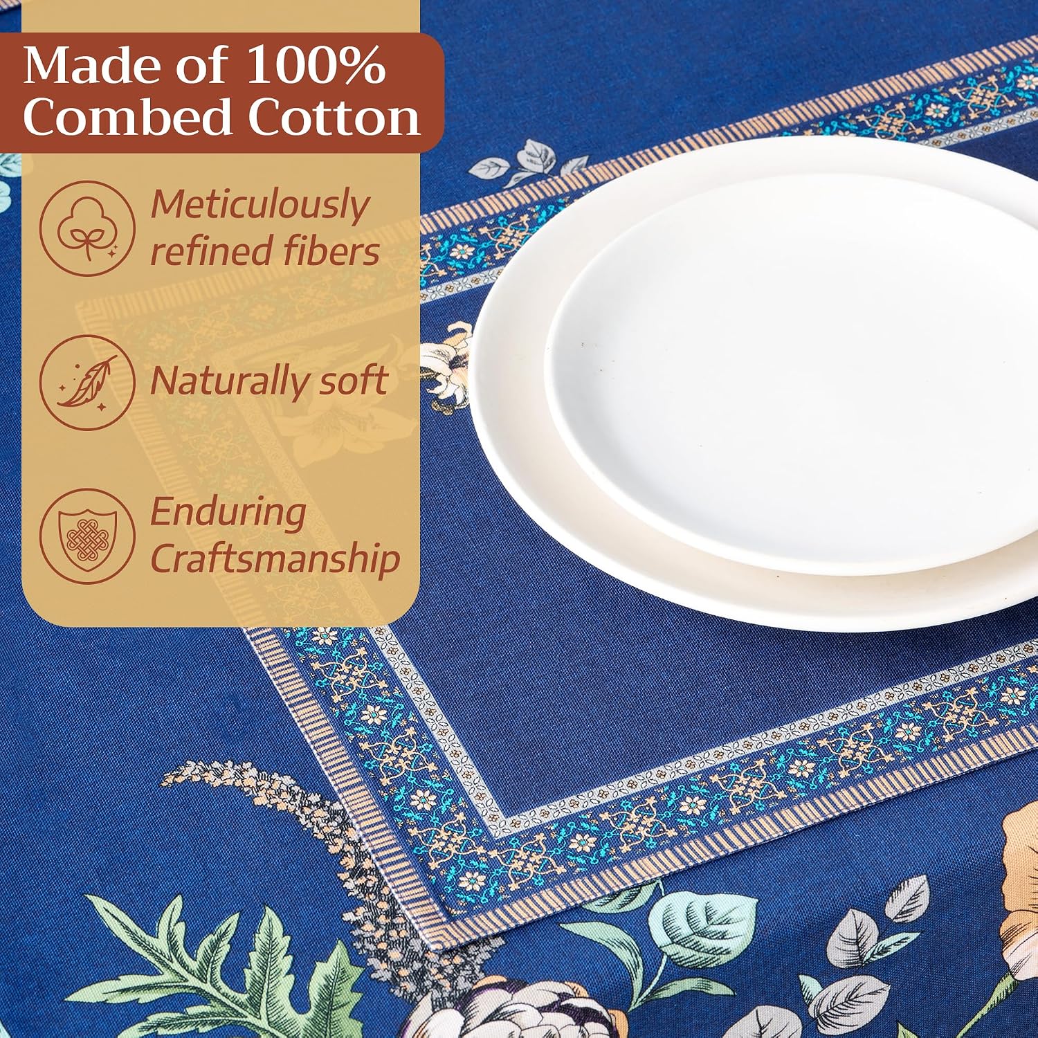 Maison d' Hermine Placemats Set of 4 Reusable 100% Combed Cotton (13"x19") | Cloth Place Mats Washable Table Mats for