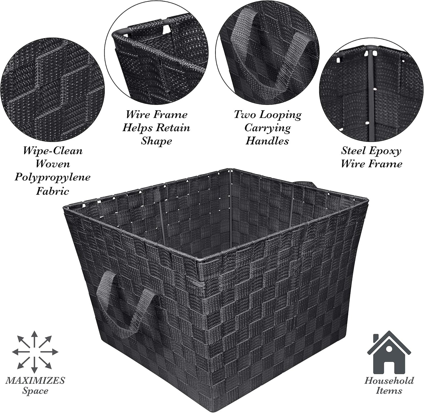 Decorative Storage Basket / Large / Black / Set of 2
