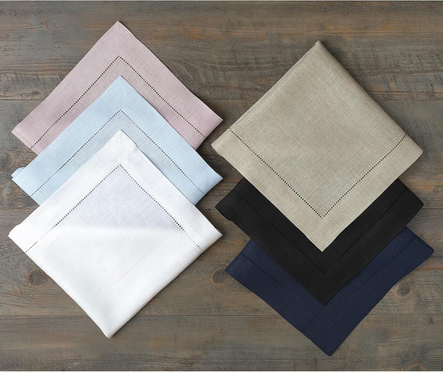 Solino Home 100% Pure Linen Dinner Napkins Moss Green, 20 x 20 in, Set of 4 | Classic Hemstitch Cloth Napkins for