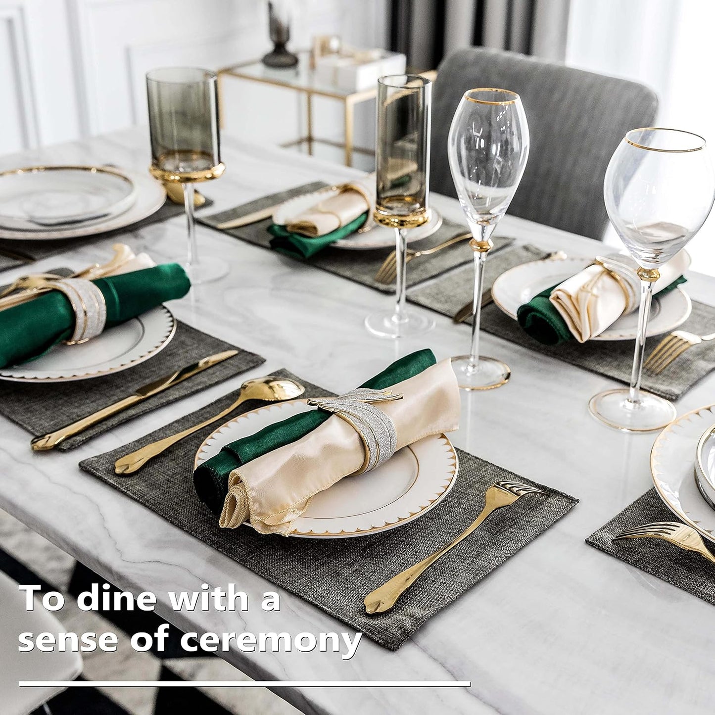 Home Brilliant Cloth Placemats Set of 6 Heat Resistant Dining Table Place Mats Kitchen Table Mats, 13x19 inches, Dark