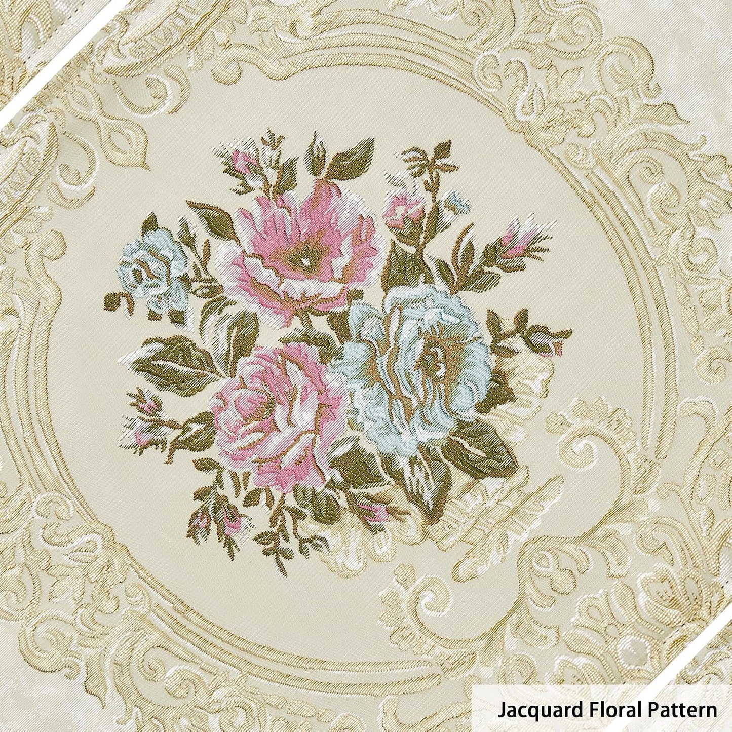 Loom and Mill Luxury Damask Placemats Set of 4, Pearly Beige, 12x18in | Elegant Jacquard Non-Slip Table Place Mats for
