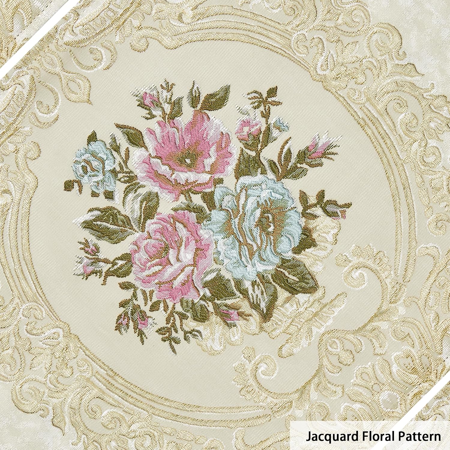 Loom and Mill Luxury Damask Placemats Set of 4, Pearly Beige, 12x18in | Elegant Jacquard Non-Slip Table Place Mats for