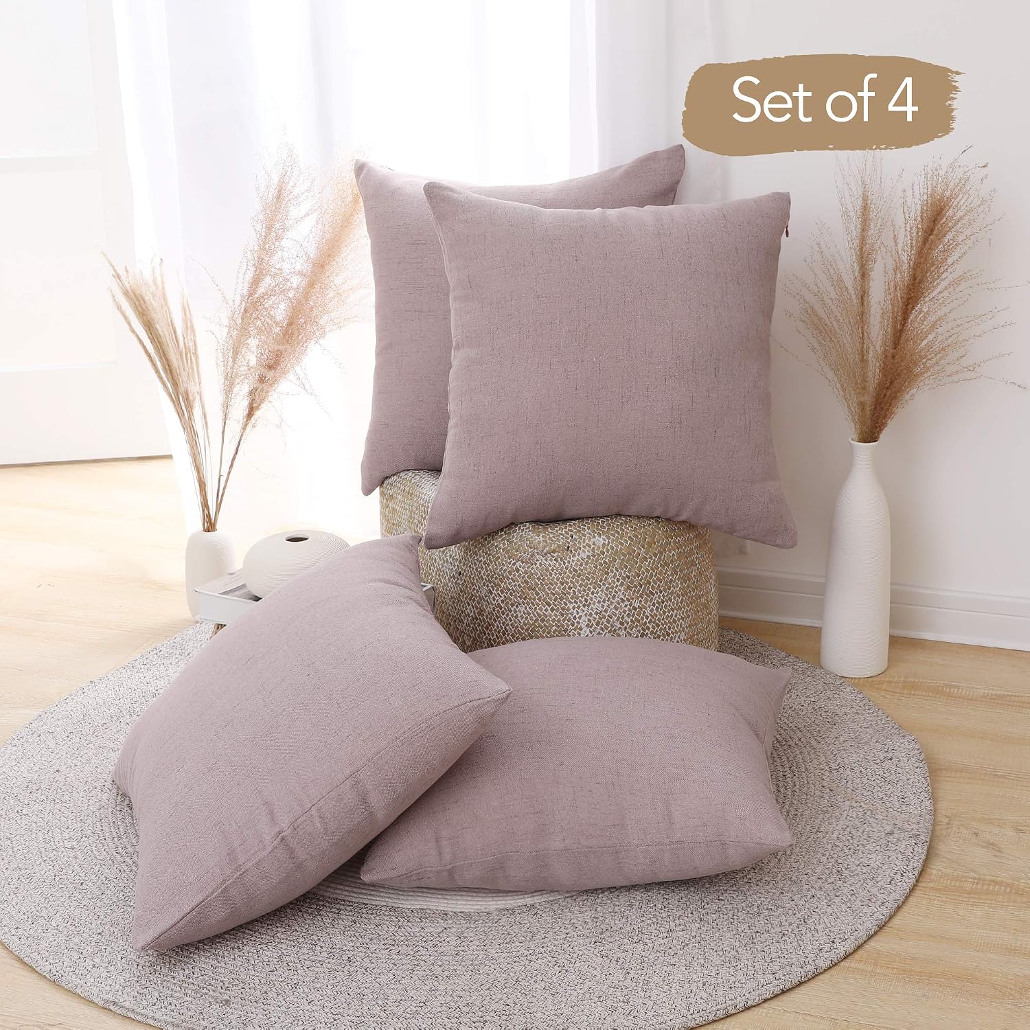 Covers Only No Insert / 18 x 18 / Dusty Rose / Set of 4