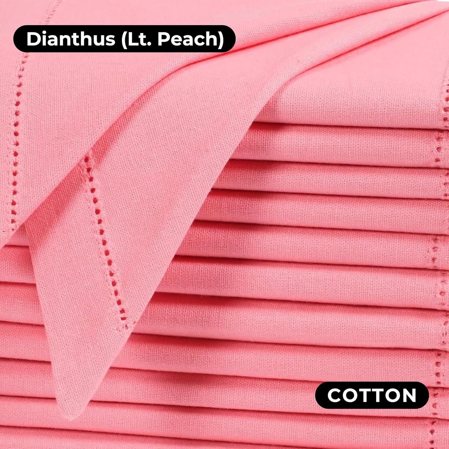 Bedding Craft Cotton Cloth Dinner Napkins Set of 12 – 18x18 Dianthus Pecan Hemstitched – Reusable Machine Washable
