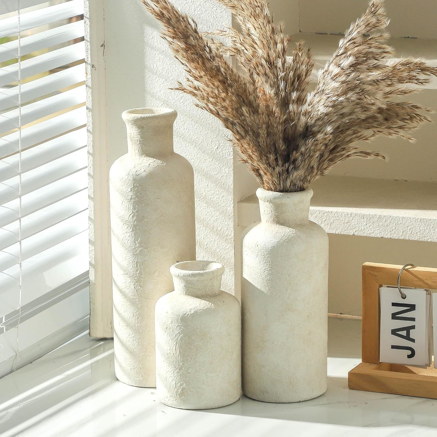 Ceramic Vases / Pottery Rustic Farmhouse Decorative Vases Modern / 007 Rustic - White / Set of 3