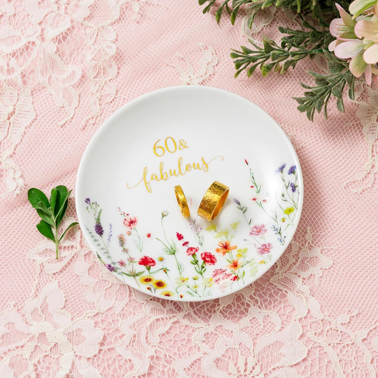 60 Fabulous Jewelry Ring Dish for Women 60th Birthday Gifts Idea for 60 Year / Birthday 60 Fabulous