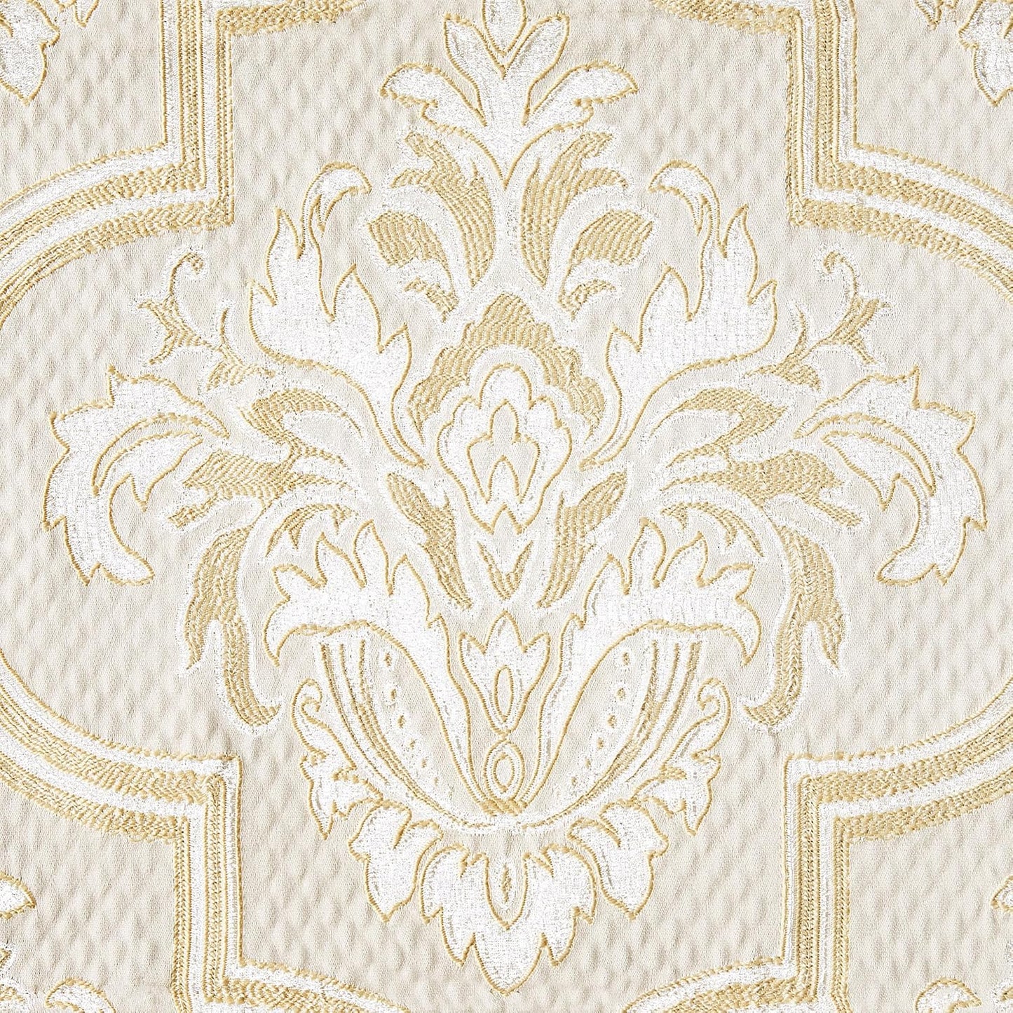 Loom and Mill Elegant Damask Jacquard Table Runner 13x90 inch, Beige Gold | Floral Design Double Layer Dining Table