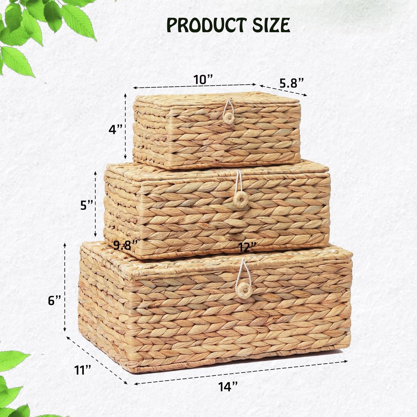 Wicker Storage Baskets / Natural / Set of 3