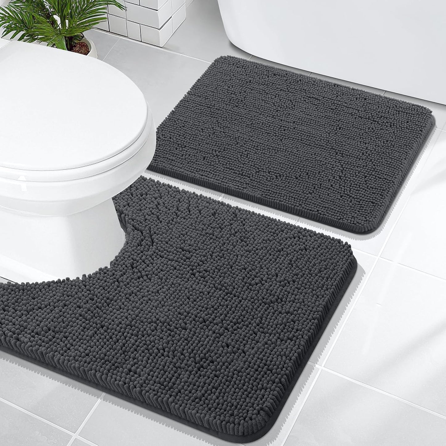 OLANLY Bathroom Rugs 35x24, Extra Soft Absorbent Chenille Bath Rugs