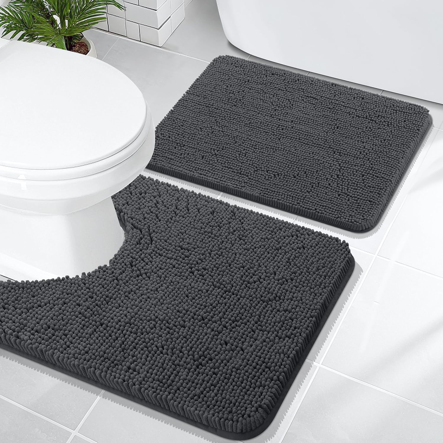 OLANLY Bathroom Rugs 35x24, Extra Soft Absorbent Chenille Bath Rugs