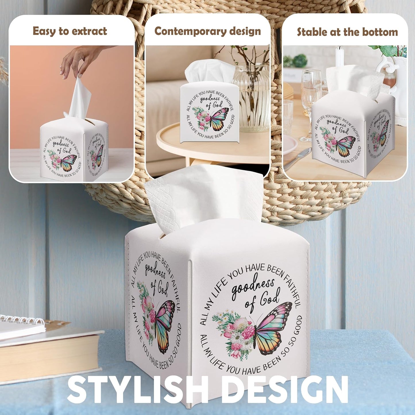 Leather Tissue Box Cover / Goodness of God