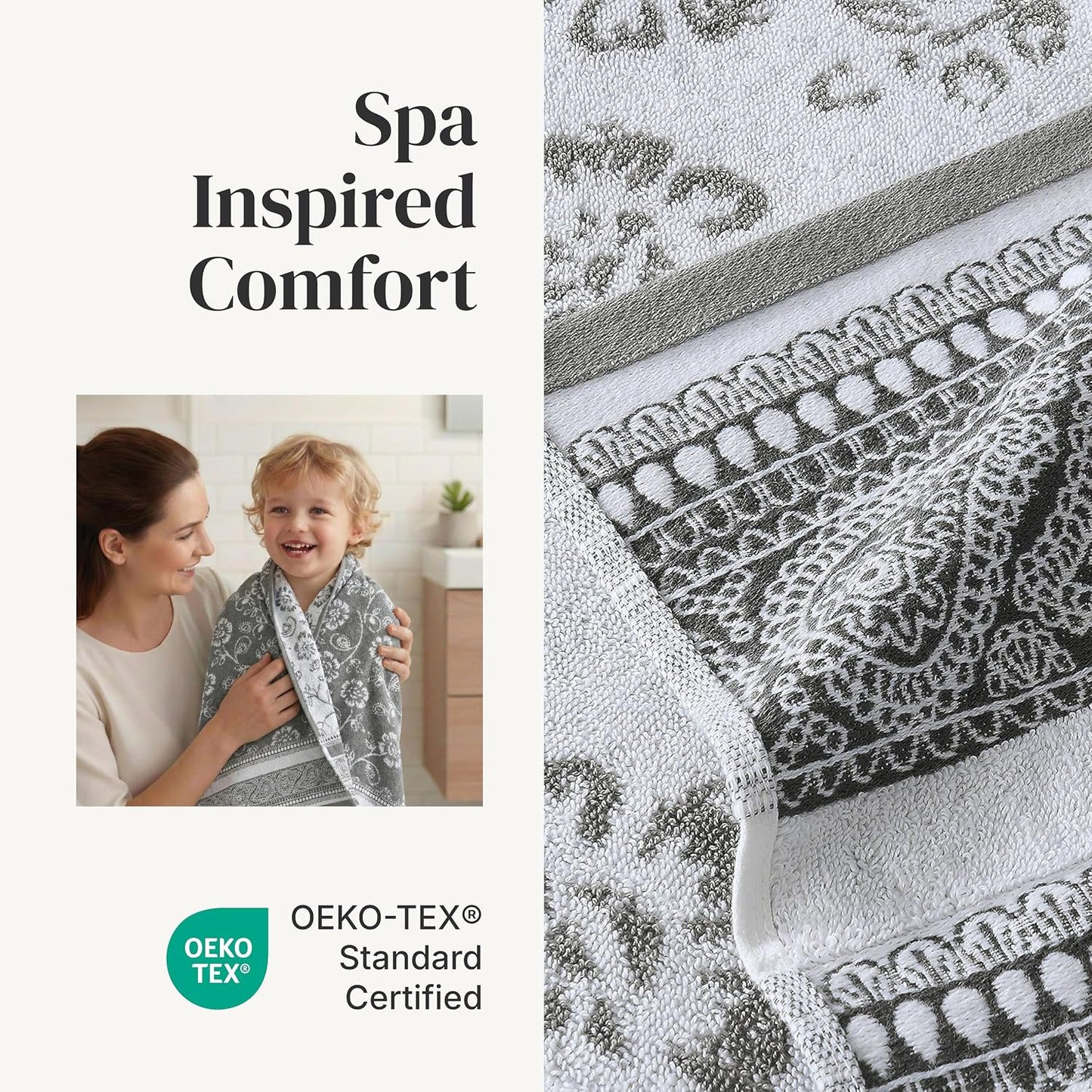 Modern Threads 6 Piece Bath Towel Set – Bathroom Set with 2 Bath Towels, 2 Hand Towels, and 2 Wash Cloths – 100%