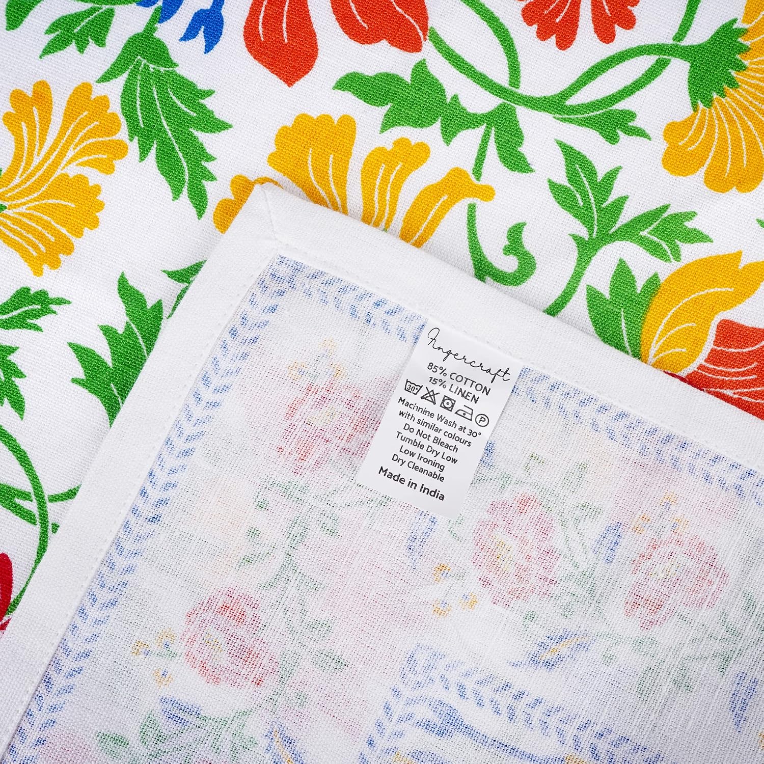 FINGERCRAFT Cloth Napkins Set of 12 Cotton Linen, 20x20 in, Persian Flora | Mitered corner, washable, soft, absorbent