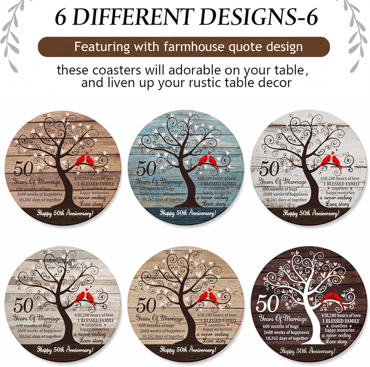 Holder Rustic Wooden Drink Coasters / Style 1