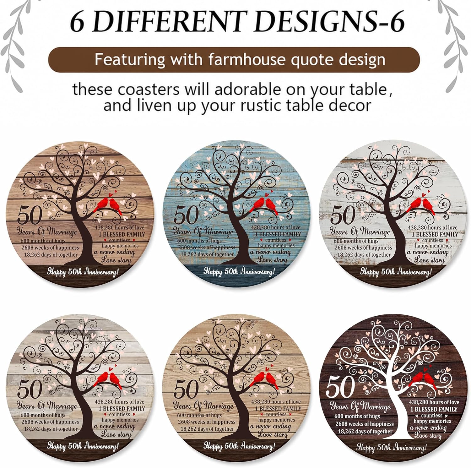 Holder Rustic Wooden Drink Coasters / Style 1