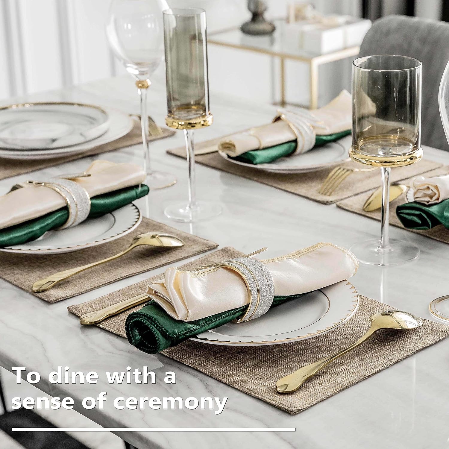 Home Brilliant Linen Placemats Set of 8 Heat Resistant Dining Table Cloth Place Mats Kitchen Table Mats Placemats Table