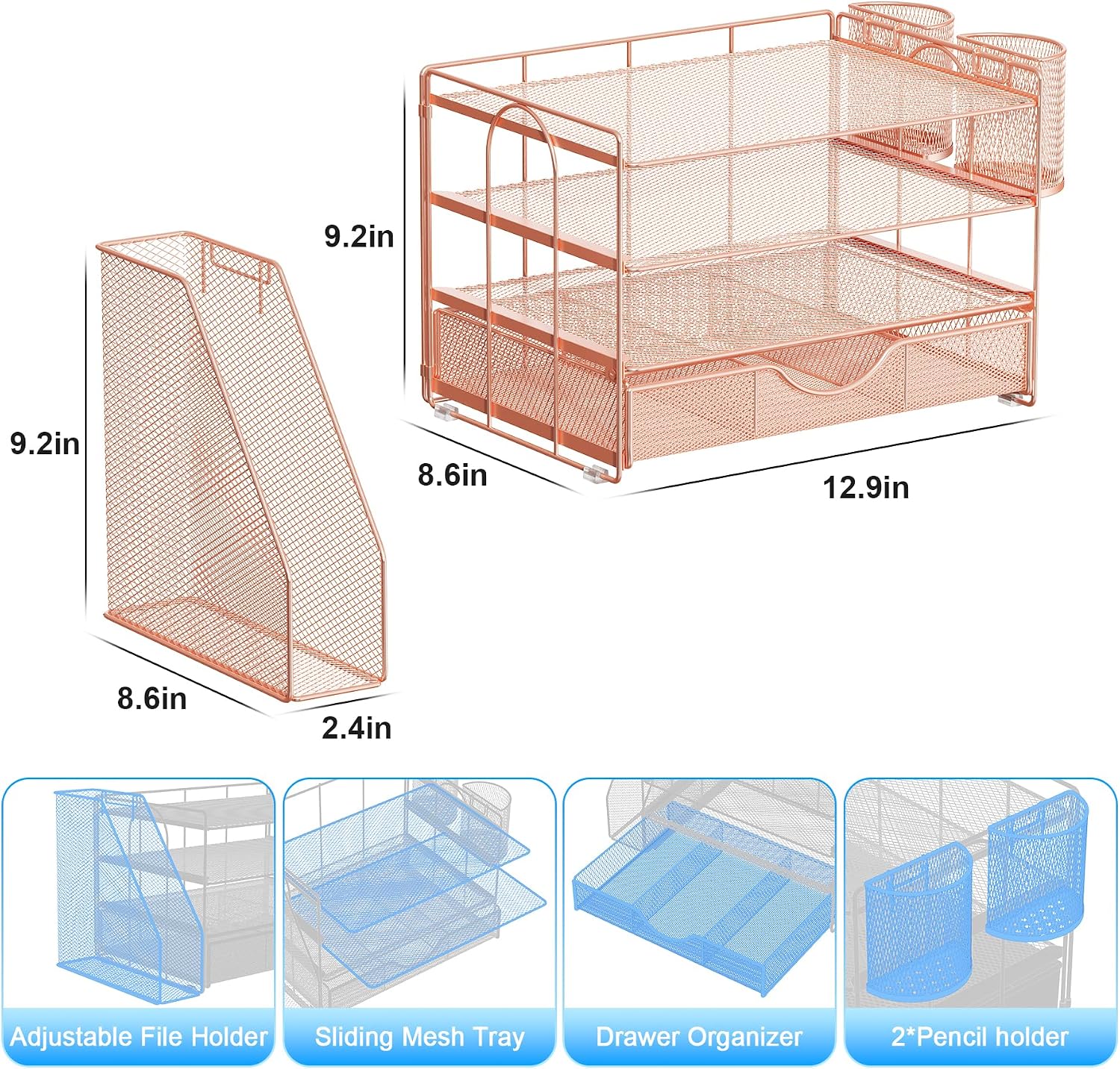 File Holder / Desk Organizers and Accessories / Rose Gold