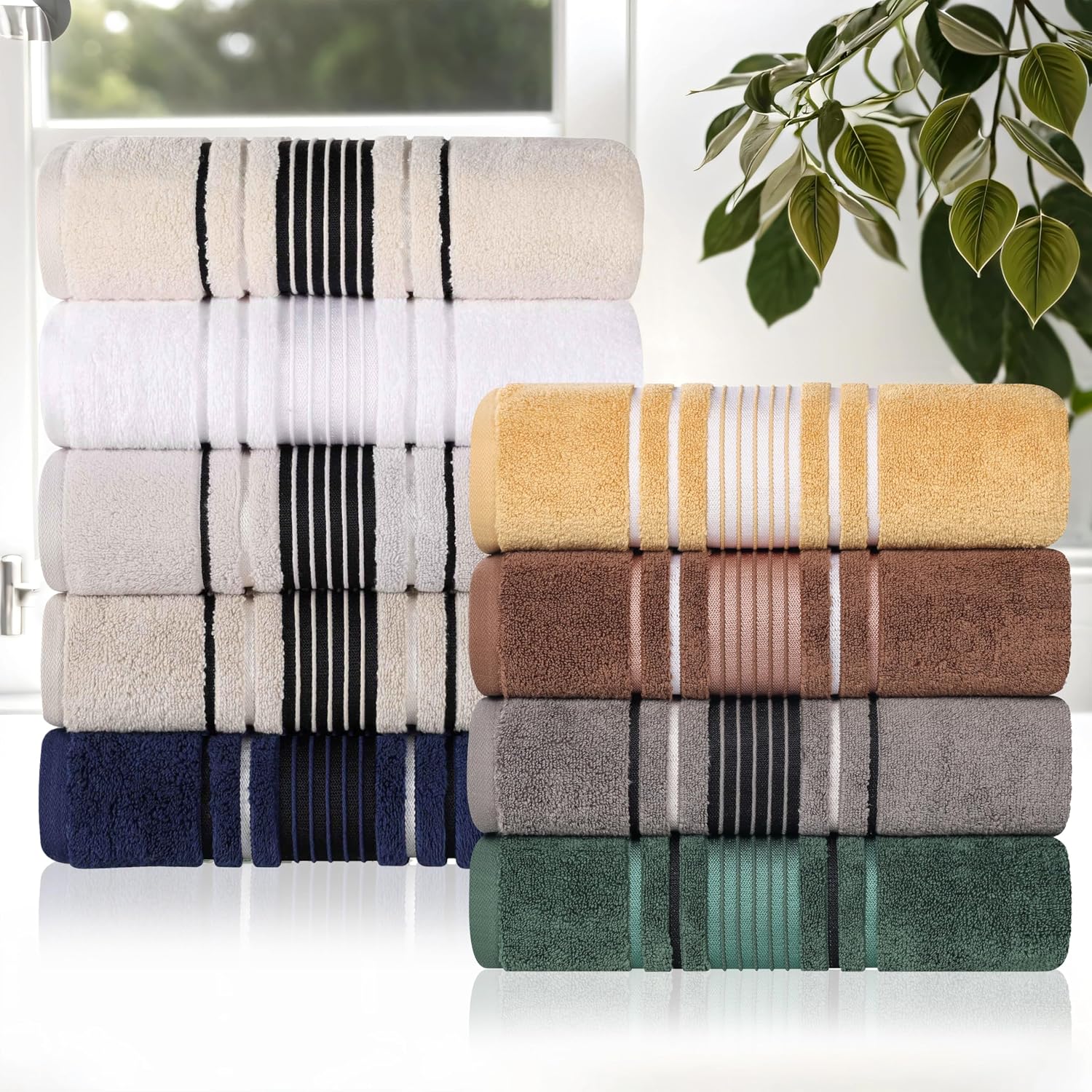 SUPERIOR Cotton 3 Piece Towel Set, Includes 1 Bath, 1 Hand, 1 Washcloth/Face Towel, Quick Dry, Home Essentials, Shower