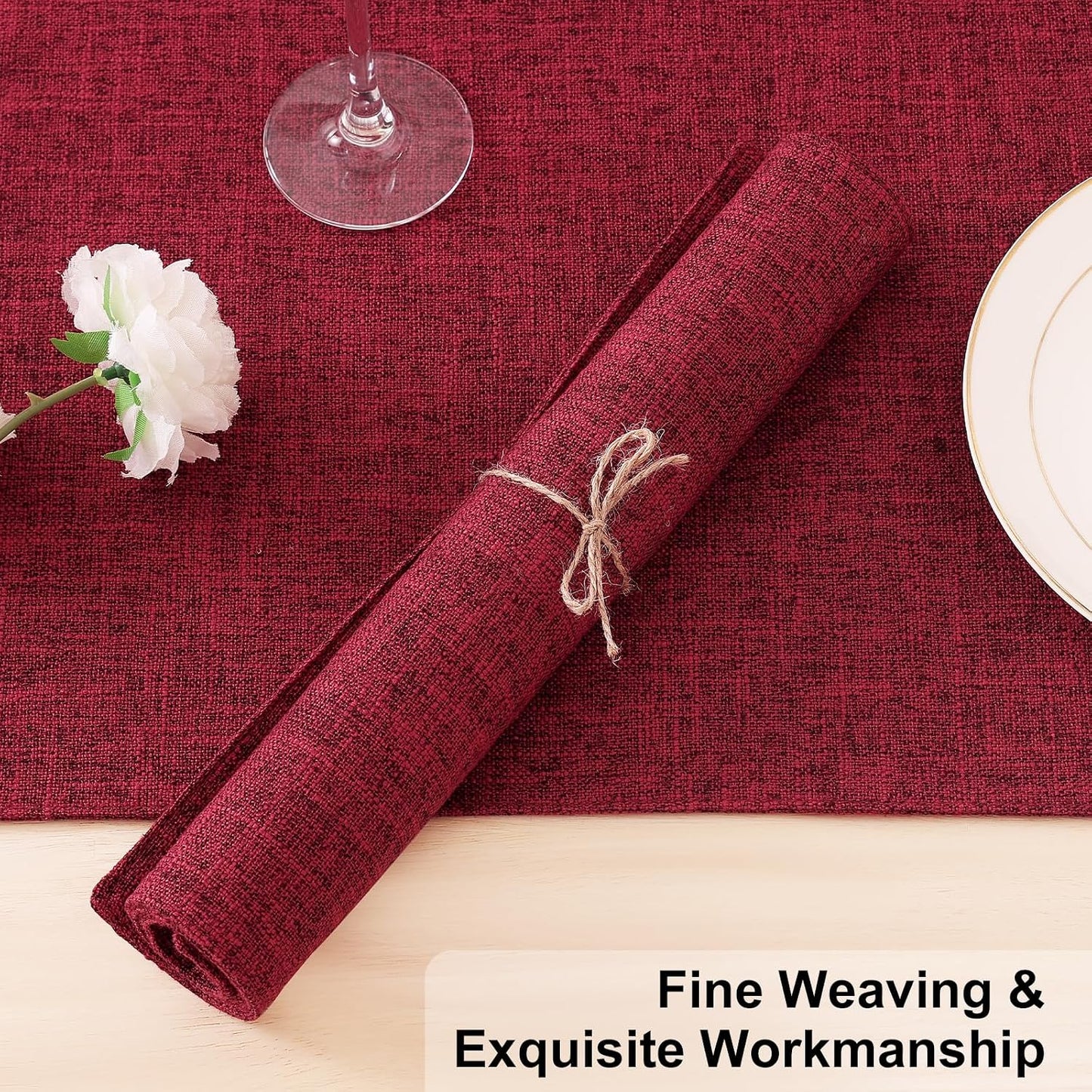 Homaxy Cloths Placemats for Dining Table Set of 6, 13" x 19", Red | Heat Resistant, Washable, Cotton Linen Blend Table
