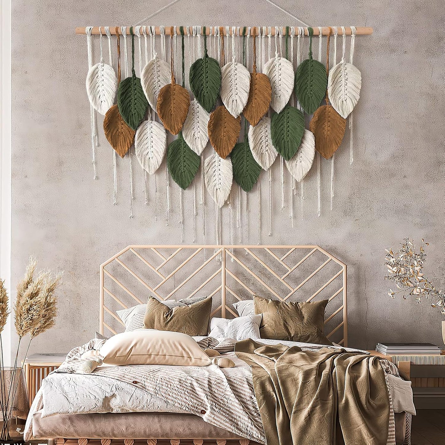 Large Macrame Wall Hanging Boho Woven Tapestry / 39"W x 29.5"L