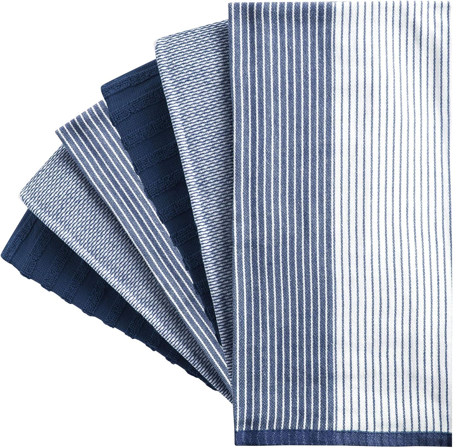 Premium Kitchen Towels 6 Pack 100% Cotton, 20"x28" Dish Towels - Navy Blue | Large Flat & Terry Kitchen Linen Set with