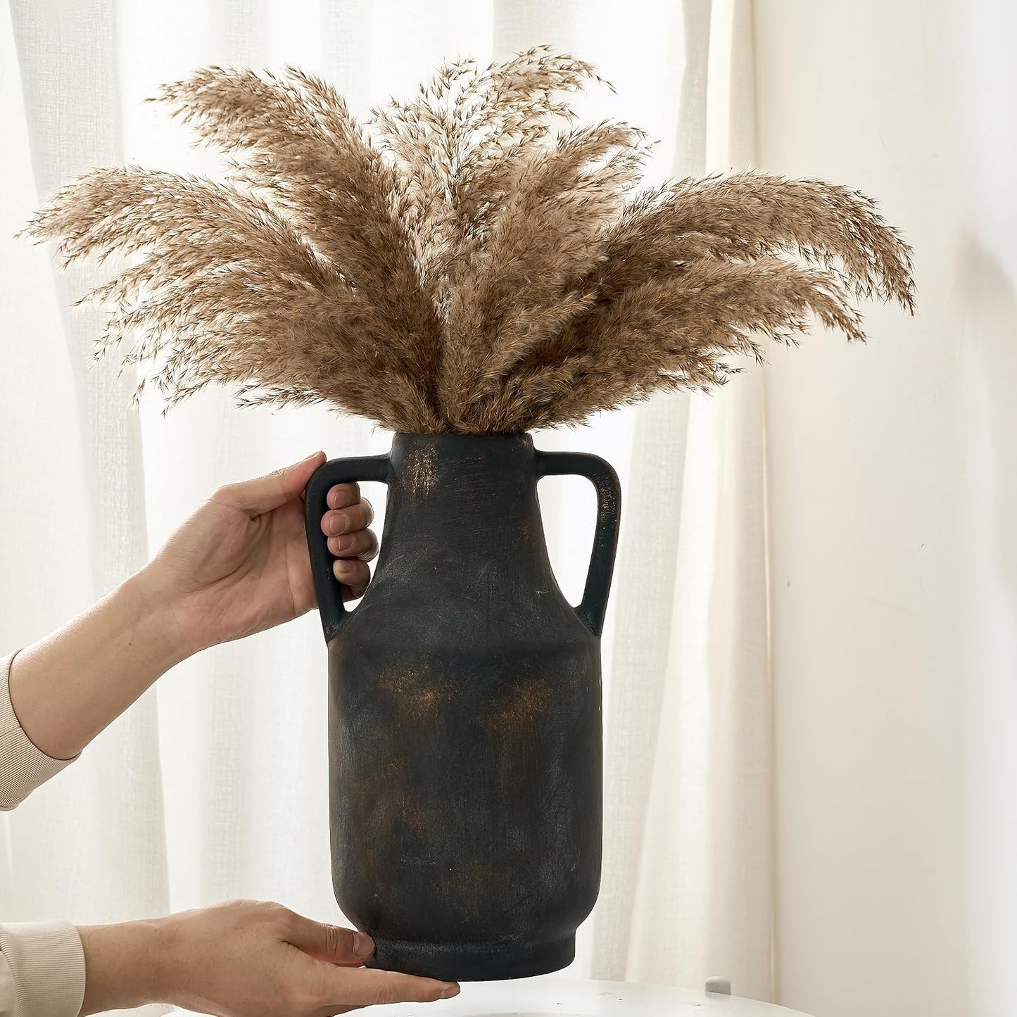Ceramic Rustic Flower Vase / 112-black Bronze / 12 Inch