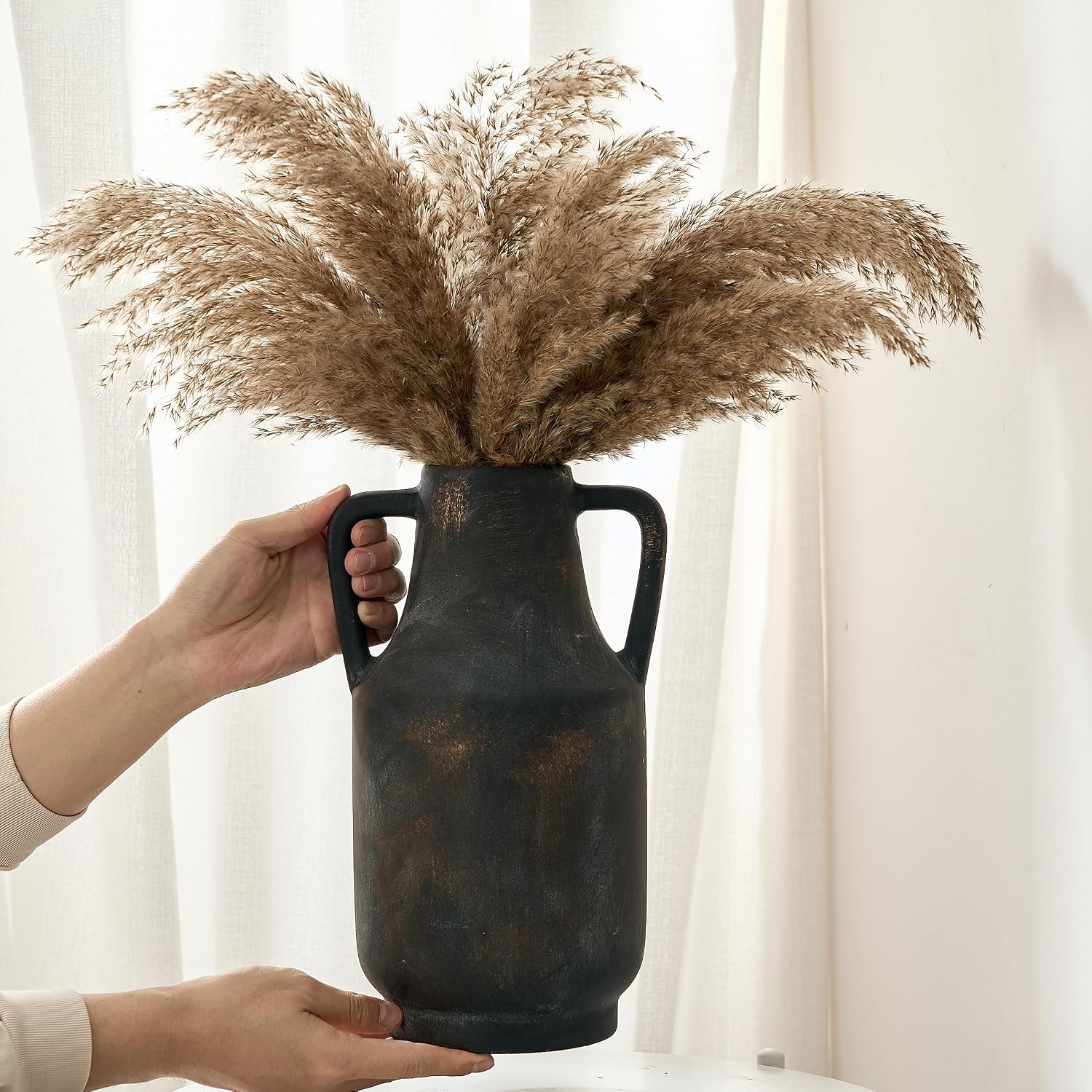 Ceramic Rustic Flower Vase / 112-black Bronze / 12 Inch