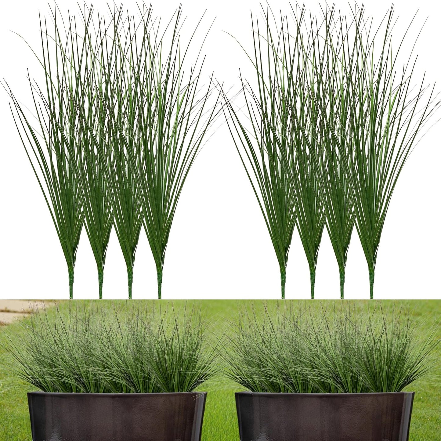 17.3" Fake Plants Artificial Wheat Grass Greenery Plastic Plants Fake Grass / Short / Set of 8