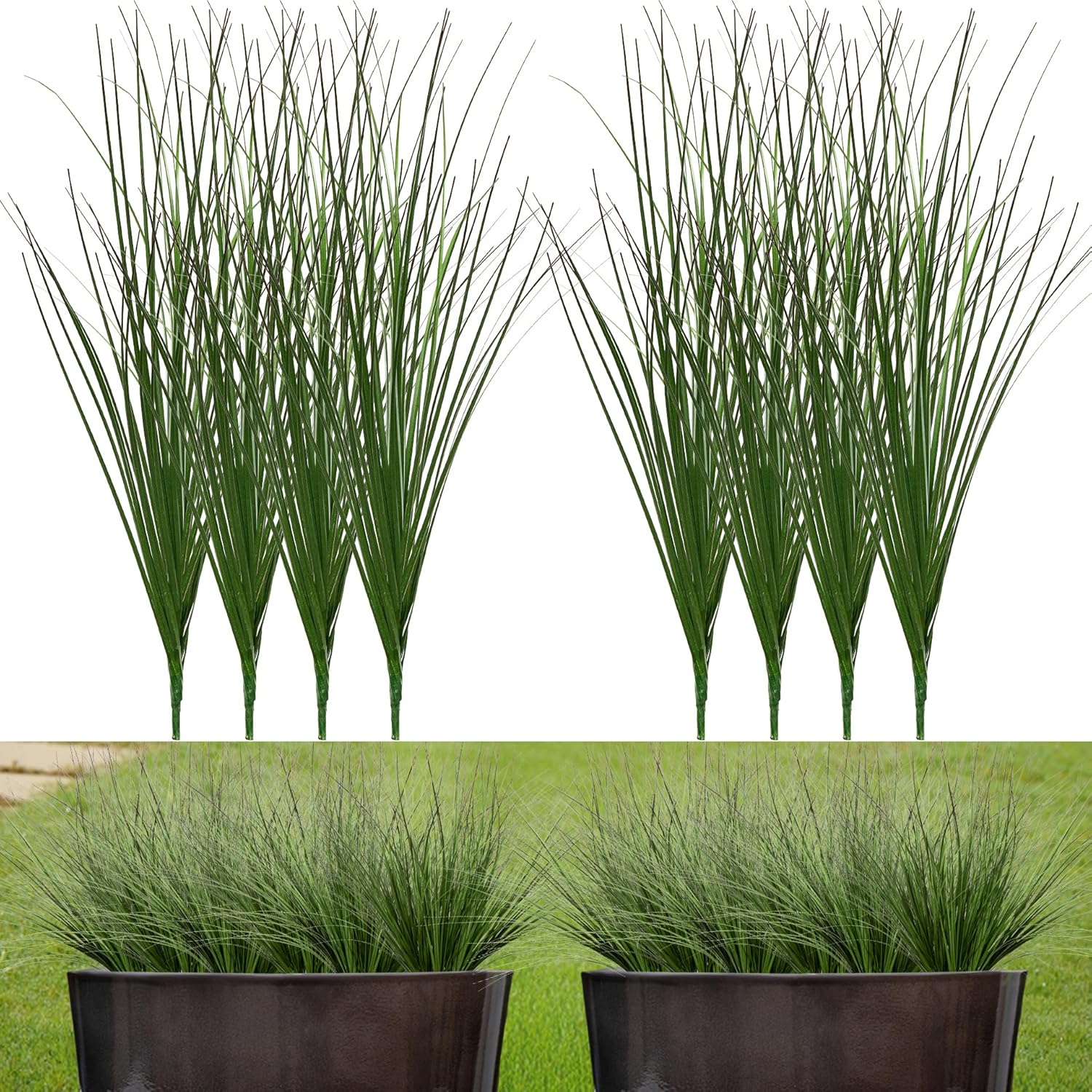 17.3" Fake Plants Artificial Wheat Grass Greenery Plastic Plants Fake Grass / Short / Set of 8