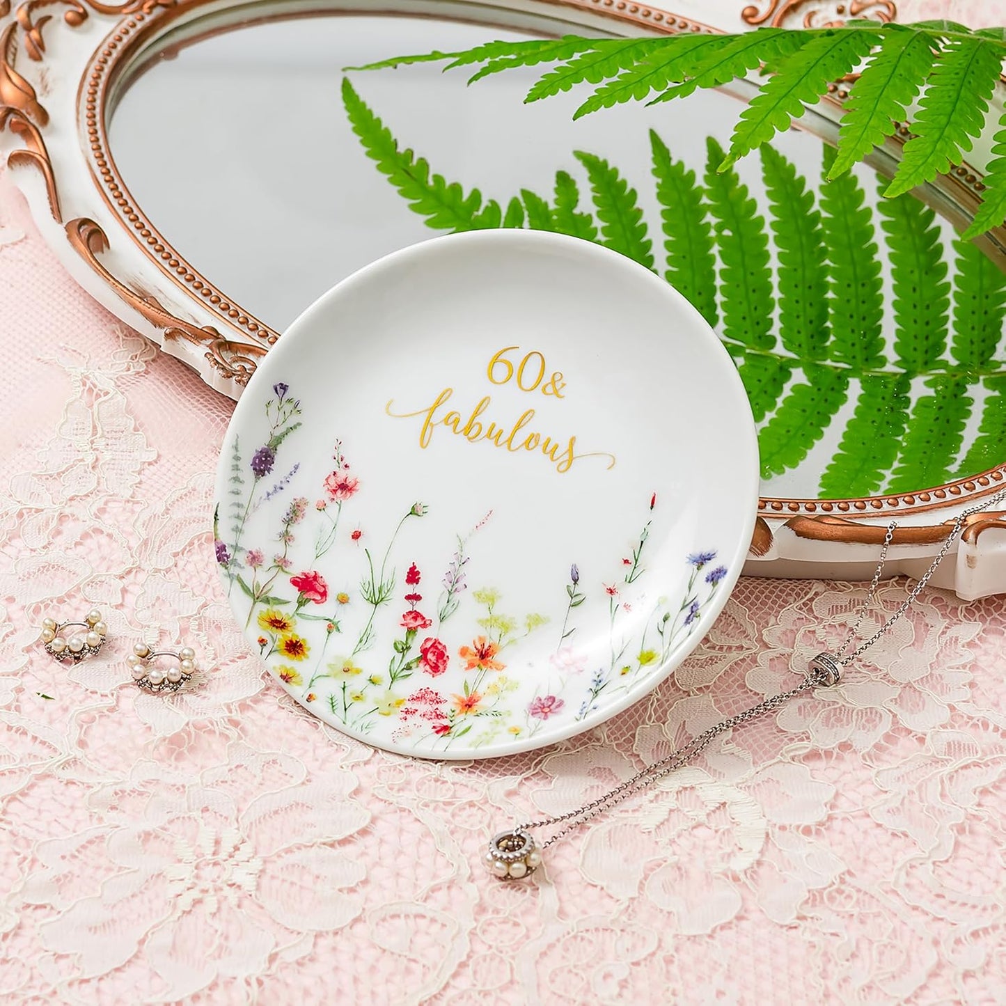 60 Fabulous Jewelry Ring Dish for Women 60th Birthday Gifts Idea for 60 Year / Birthday 60 Fabulous