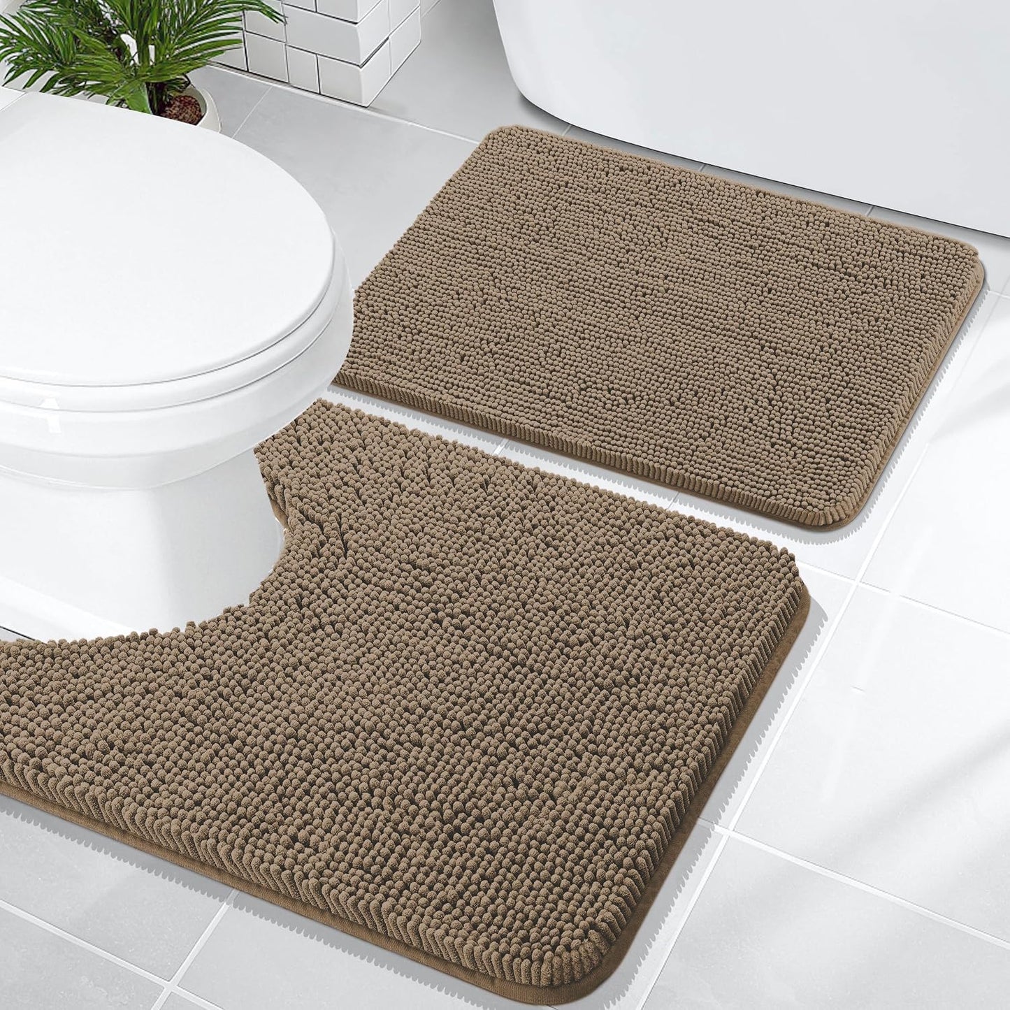 OLANLY Large Bathroom Rugs 59x35, Extra Soft Absorbent Chenille Bath Rugs
