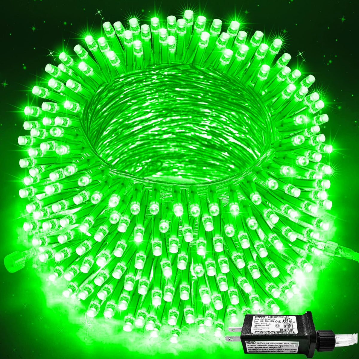 JMEXSUSS 91.5ft Connectable 250 LED Green Christmas String Lights Indoor