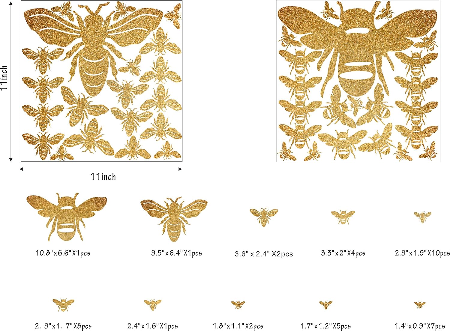 Bee Wall Decals Honey Bees Wall Decor Bee Stickers Honey Bees Decals Honeycomb Walls Decal / Gold