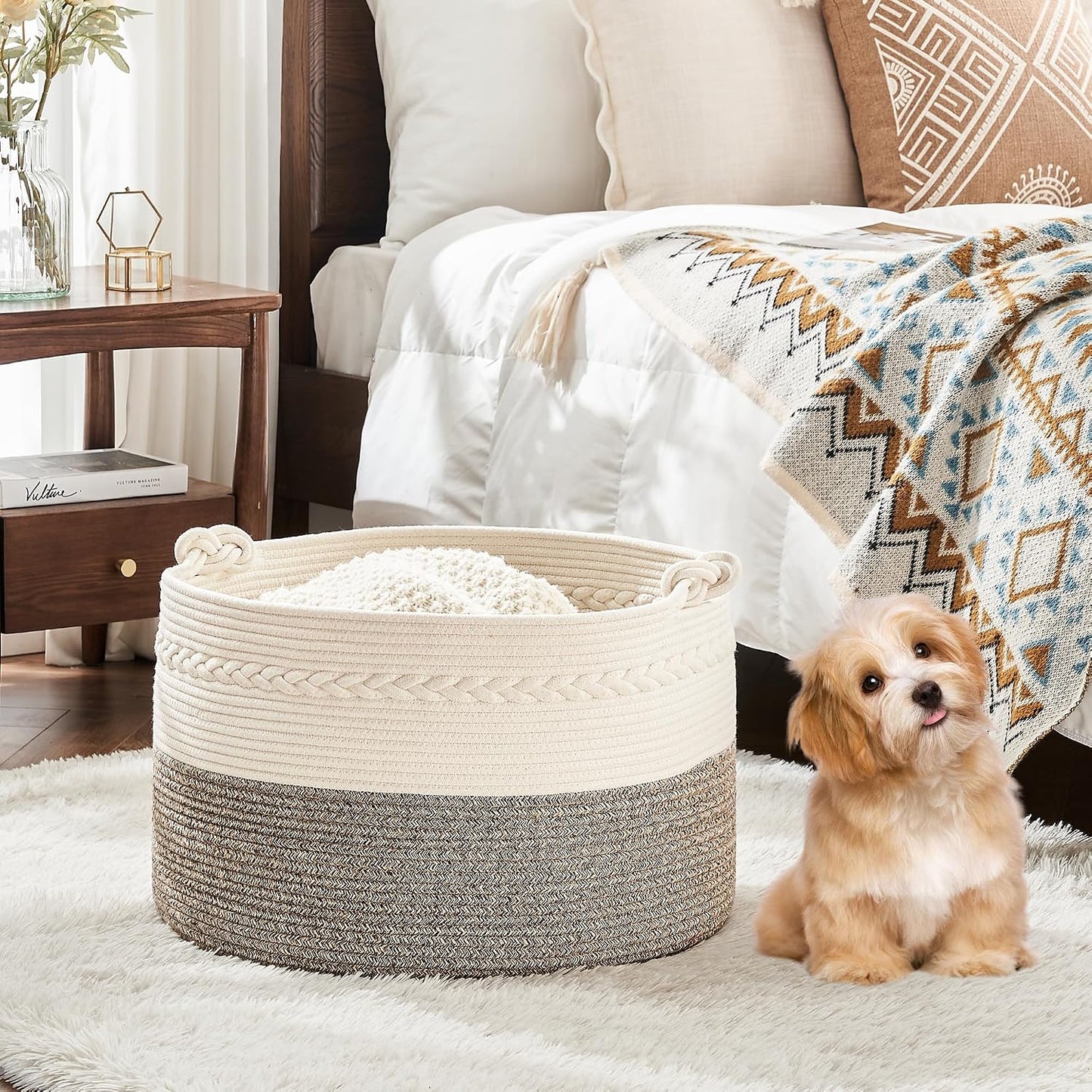 Woven Baskets for storage Baby Laundry Hamper / Beige / 20 x 13