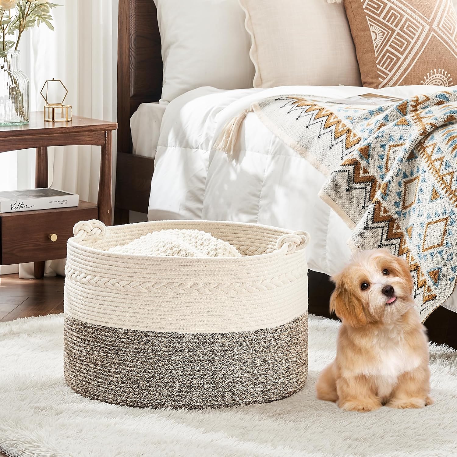 Woven Baskets for storage Baby Laundry Hamper / Beige / 20 x 13