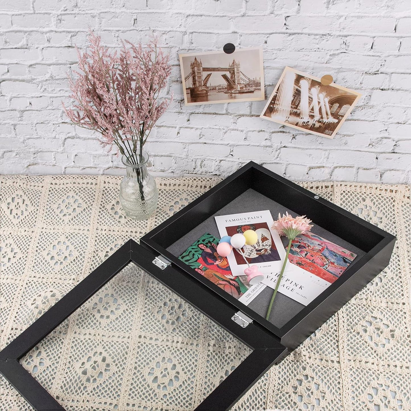 Frametory 11x11 Shadow Box Frame Display Case, 2-inch Depth (Black) | Strengthened Glass Cover, Display Box for Wall