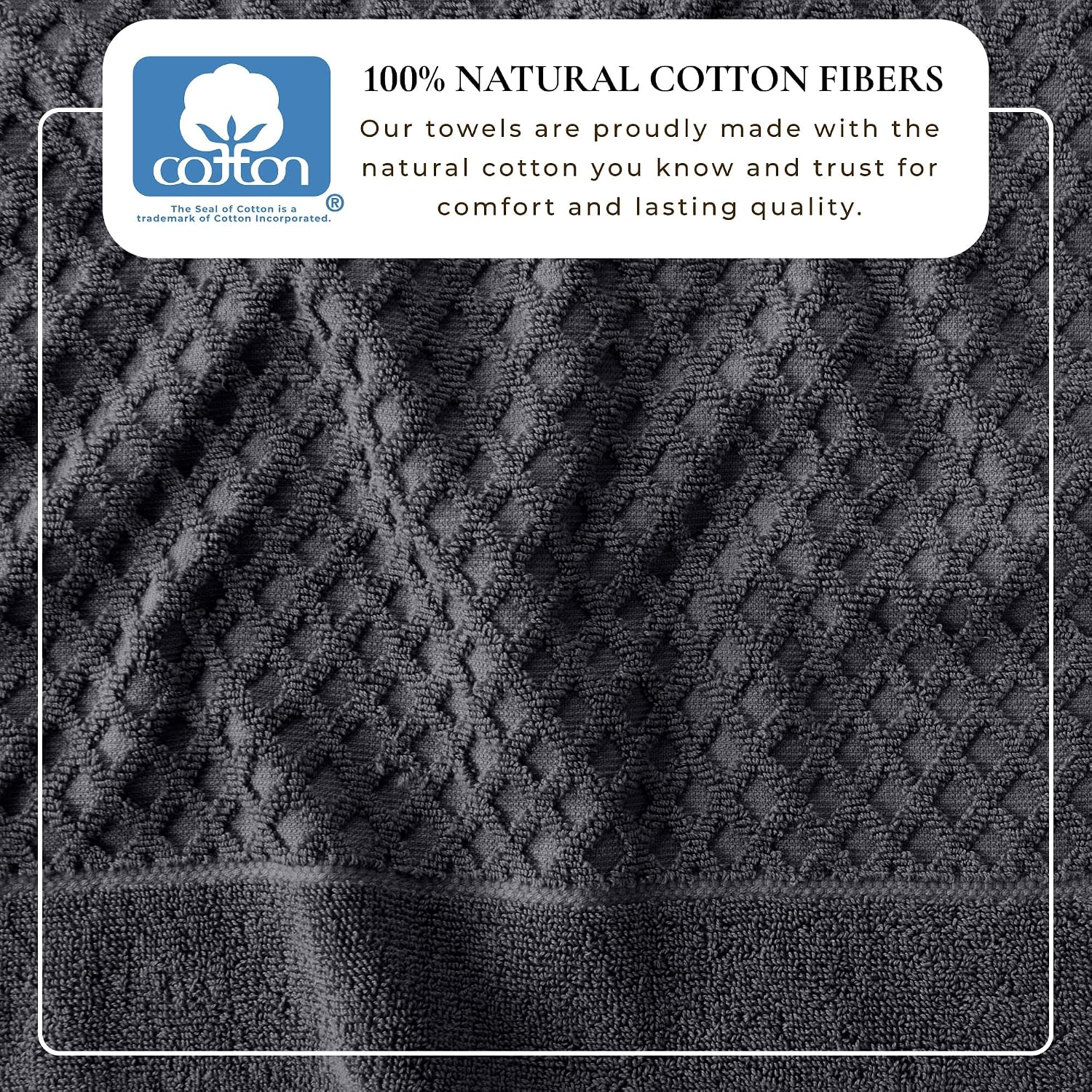 Great Bay Home Bath Towels - 100% Cotton 6 Piece Towel Set - Diamond Waffle Weave - Absorbent, Durable, Quick-Dry