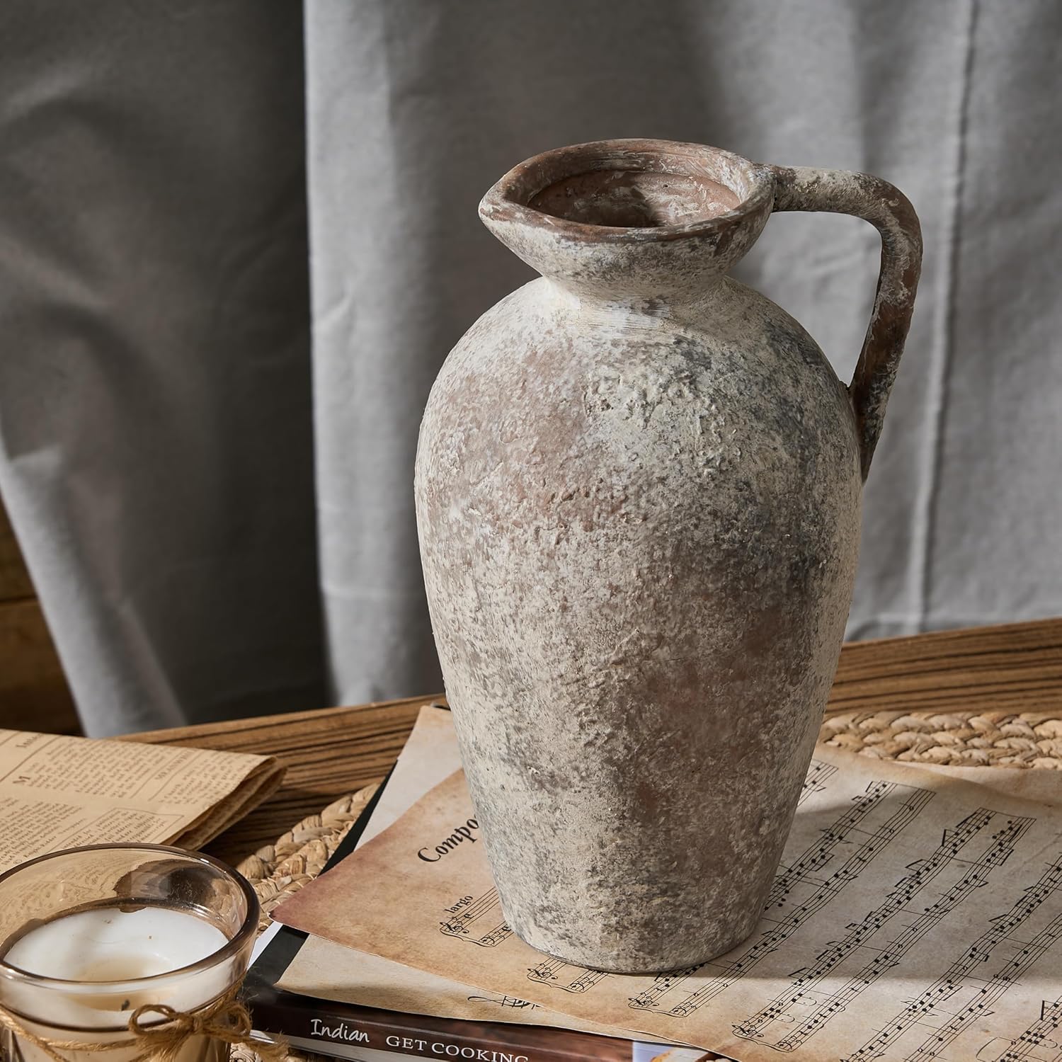 Ceramic Rustic Farmhouse Vase / 9 Inch / Brown / 9.25 Inch