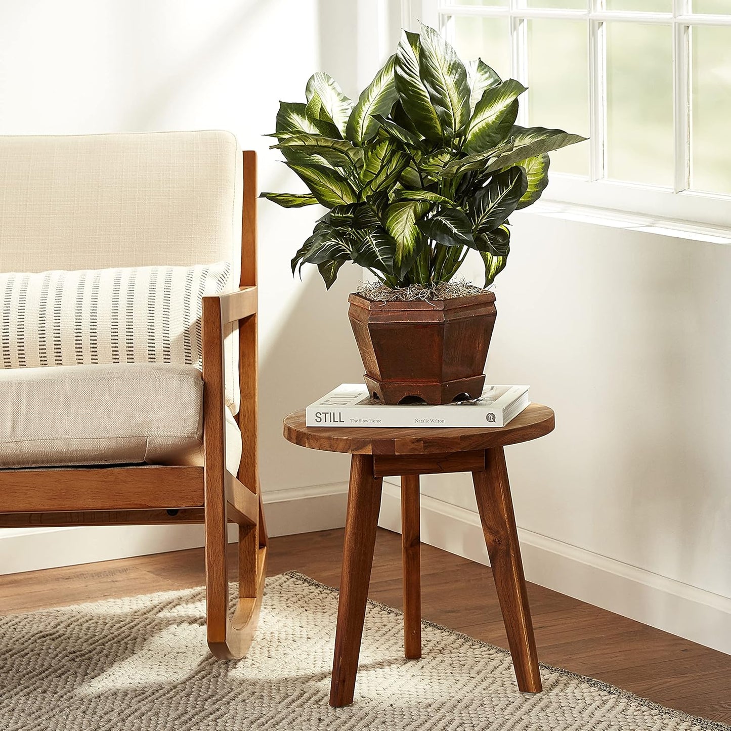 Faux Plant / Decorative Wood Planter / 22 Inch