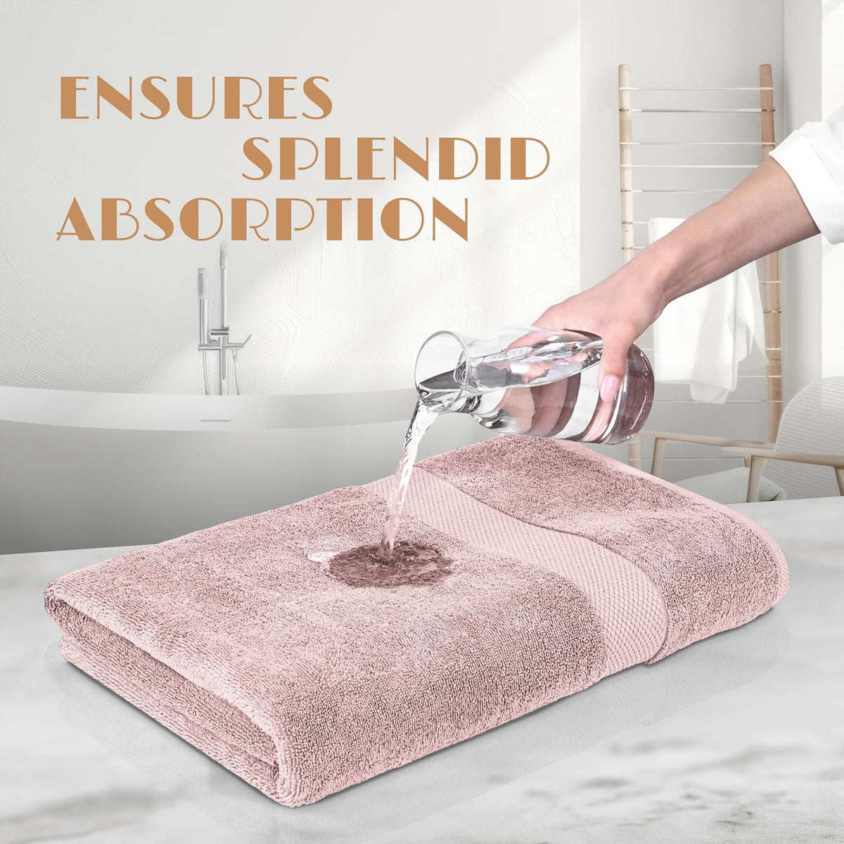 White Classic Wealuxe Pink Bath Towels 24x50 Inch, Cotton Towel Set for Bathroom, Hotel, Gym, Spa, Soft Extra Absorbent