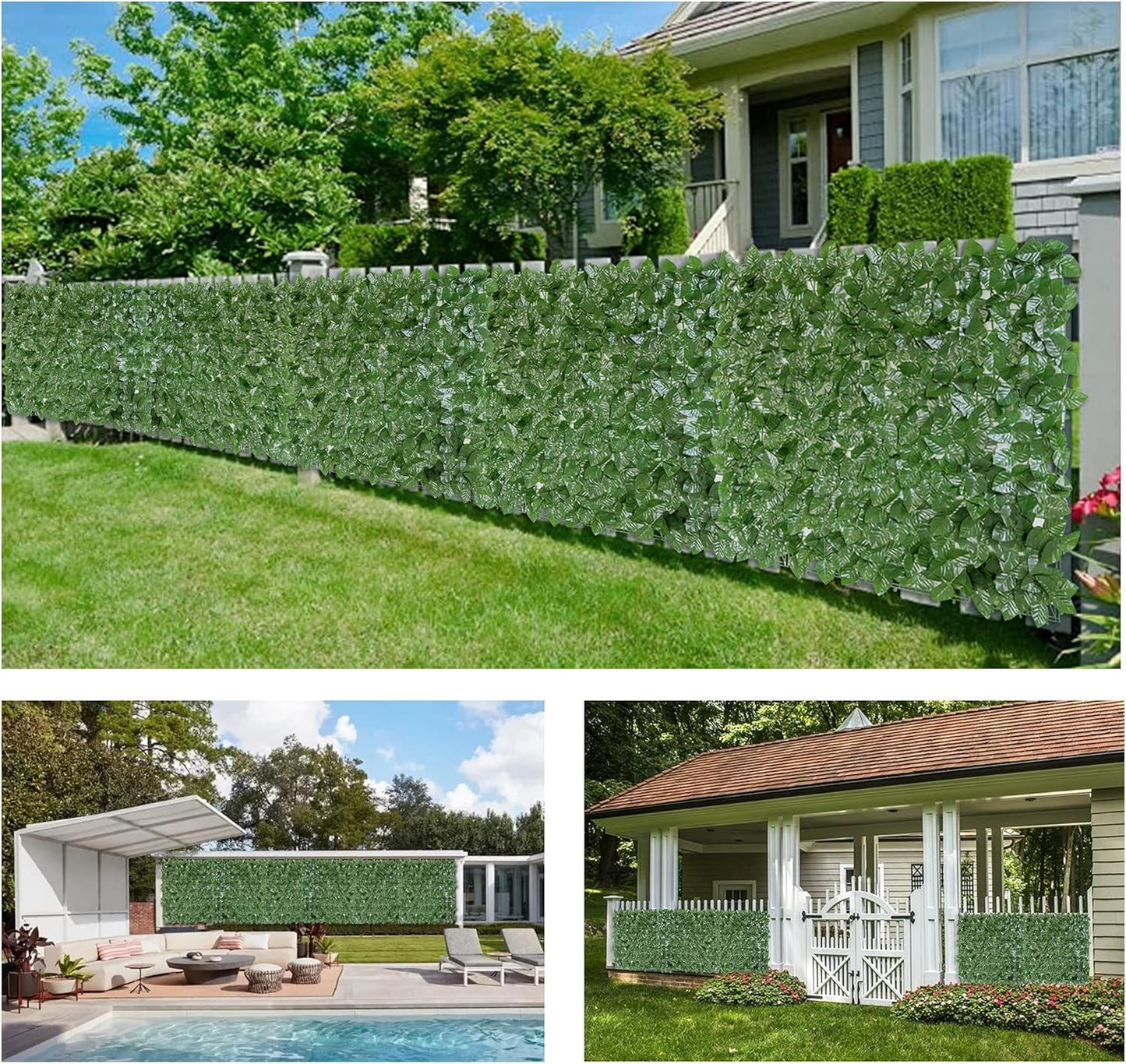 Fade-Resistant Faux Greenery Hedge Panels / 80 x 120 / Green - Ivy