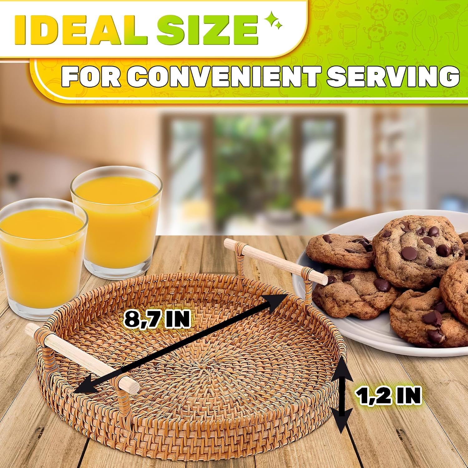 Round Rattan Tray / 8.7 Inch